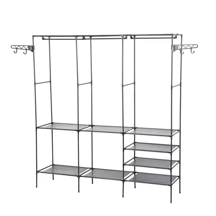 3 Row Metal Multifunctional Clothes & Hat Integrated Rack 160CM Length 3 Row Metal Multifunctional Clothes & Hat Integrated Rack 160CM Length